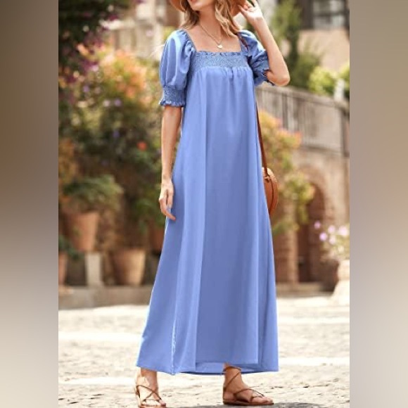 kirundo Dresses & Skirts - Kirundo Women’s Light Blue Maxi Dress with Smocked Bodice